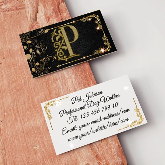 Carte De Visite Super Luxe Noir + Monogramme Or