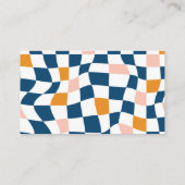 Carte De Visite Super Retro Blue Abstrait Checkerboard tendance (Dos)