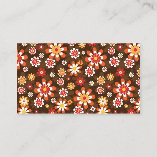 Carte De Visite Super Retro Brown Orange Fleurs botaniques tendanc (Dos)