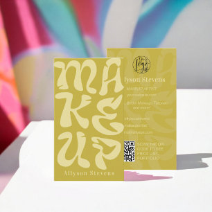 Carte De Visite Super rétro chaux vert logo qr code maquillage