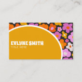 Carte De Visite Super rétro couleur jaune floral Boho unique (Devant)