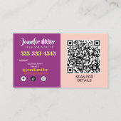 Carte De Visite Super Retro Wavy Lines Social Media Code QR (Dos)