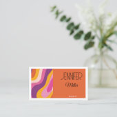 Carte De Visite Super Retro Wavy Lines Social Media Code QR (Debout devant)