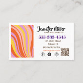 Carte De Visite Super Retro Wavy Lines Social Media Code QR (Dos)