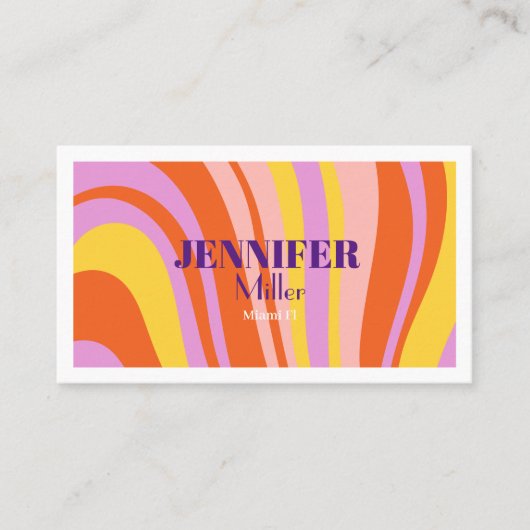 Carte De Visite Super Retro Wavy Lines Social Media Code QR (Devant)