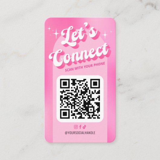 Carte De Visite Super rose tendance Connectons Socials QR Code (Devant)