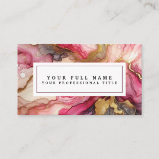 Carte De Visite Superbe aquarelle à l'encre alcoolique rose et or 