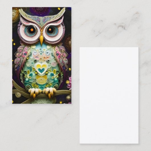 Carte De Visite Superbe Chouette d'hiver complexe faite d'Ornat (Devant / Derrière)