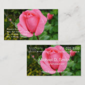 Carte De Visite superbe fleur de rose rose professionnelle (Devant / Derrière)