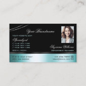 Carte De Visite Superbes lignes Turquoises de courbe noire Monogra (Dos)