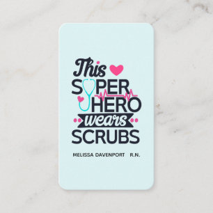 Carte De Visite Superhero de soins infirmiers drôle dire la typogr