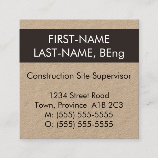Carte de visite superviseur du site de constructio (Devant)