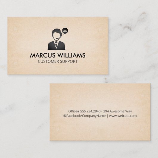 Carte De Visite Support client | Arrière - plan de texture (Devant / Derrière)
