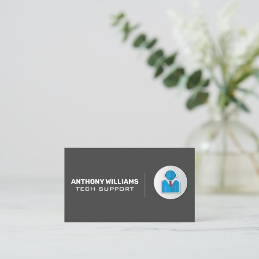 Carte De Visite Support technique | Support client avec casque (Debout devant)