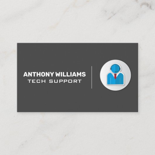 Carte De Visite Support technique | Support client avec casque (Devant)