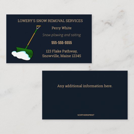 Carte De Visite Suppression modifiable de neige (Devant / Derrière)
