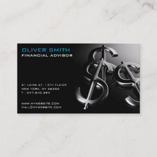 Carte de visite sur fond noir finance et dollar