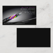 Carte de visite sur fond noir réseau fibre optique (Devant / Derrière)