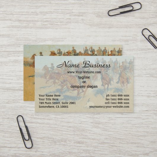 Carte De Visite Sur les plaines du sud par Frederic Remington (Devant/Arrière en situation)