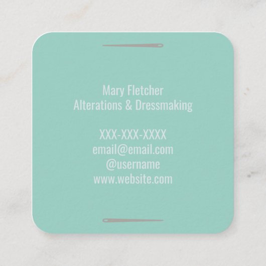 Carte de visite sur mesure de la machine à coudre (Dos)