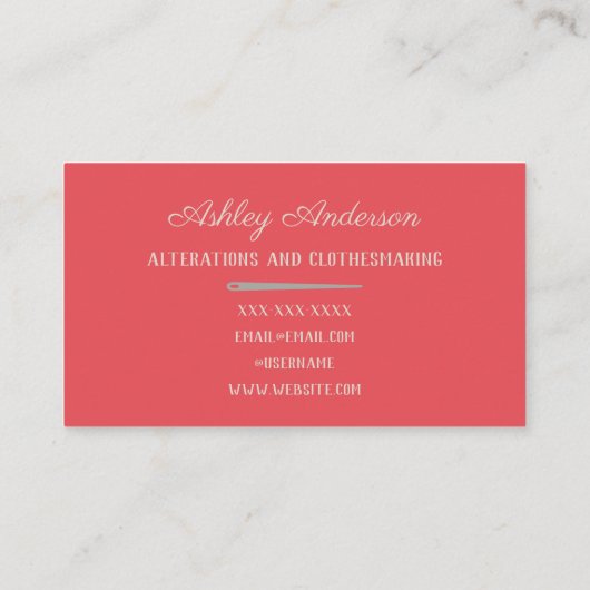 Carte de visite sur mesure de la machine à coudre (Dos)