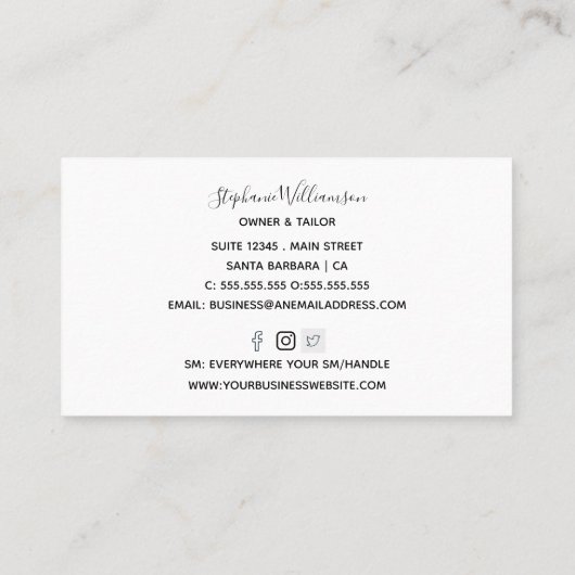 Carte de visite sur mesure de l'aquarelle de machi (Dos)