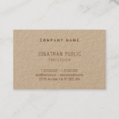 Carte De Visite sur papier kraft véritable avec texte élégant (Dos)