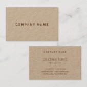 Carte De Visite sur papier kraft véritable avec texte élégant (Devant / Derrière)