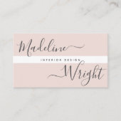 Carte De Visite Surbrillance Moderne | Calligraphie Script Rose Pâ (Devant)