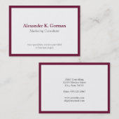 Carte De Visite Surdimensionner classique bordeaux frontière solid (Devant / Derrière)