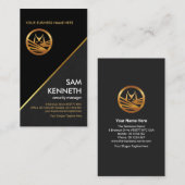 Carte De Visite Sûreté élégante des Grunges Grises Gold Phantom (Devant / Derrière)