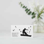 Carte De Visite surf des neiges avec des oiseaux (Debout devant)