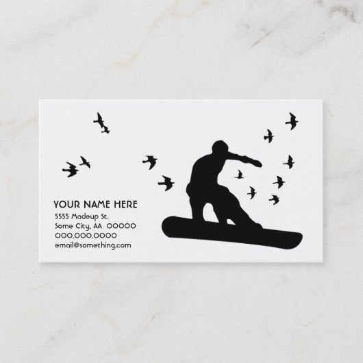 Carte De Visite surf des neiges avec des oiseaux (Devant)