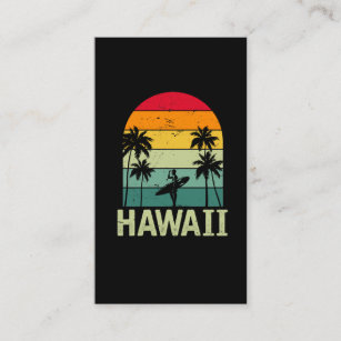 Carte De Visite Surf Hawaii Surfboard Rétro Wave Surfer