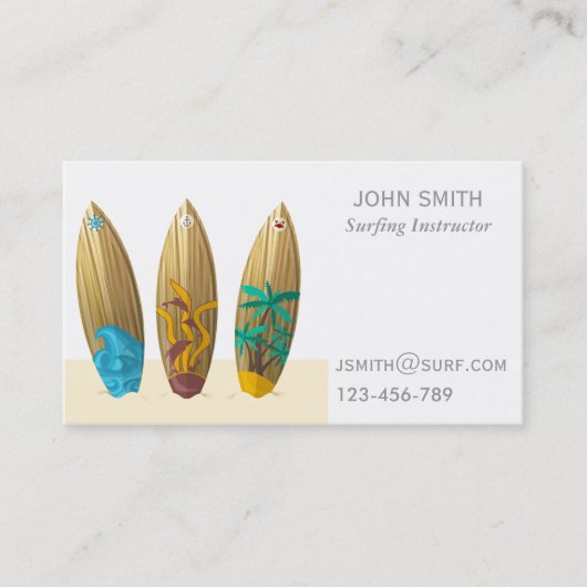 Carte De Visite Surf professeur de surf Instructeur freelance (Devant)