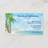 Carte De Visite Surf Up Surfboard et Beach Tropical Surfing (Dos)