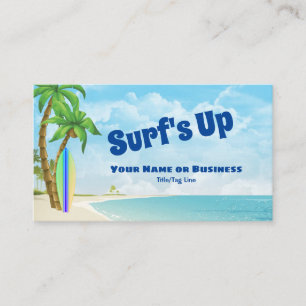 Carte De Visite Surf Up Surfboard et Beach Tropical Surfing