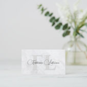 Carte De Visite Surface de marbre blanc naturel calligraphie monog (Debout devant)