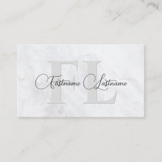 Carte De Visite Surface de marbre blanc naturel calligraphie monog (Devant)