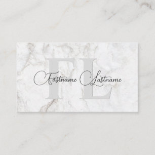Carte De Visite Surface de marbre blanc naturel calligraphie monog