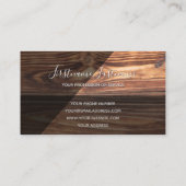 Carte De Visite Surface de planche en bois marron avec monogramme (Dos)