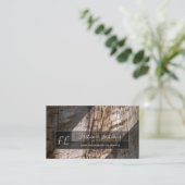 Carte De Visite Surface en bois d'arbre gris monogramme triangle g (Debout devant)