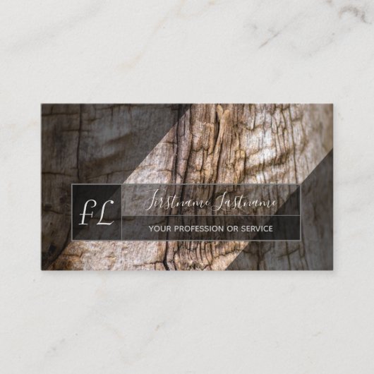 Carte De Visite Surface en bois d'arbre gris monogramme triangle g (Devant)