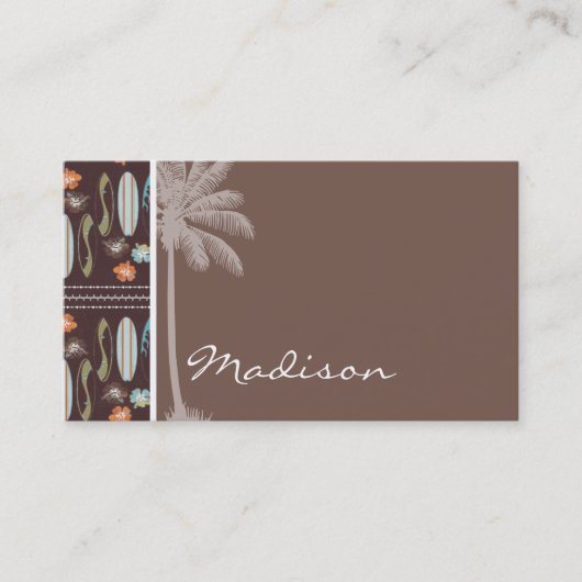 Carte De Visite Surfboards et Hibiscus tropicaux (Devant)