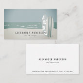 Carte De Visite Surfboards Surf de plage Instructeur Shop Blue (Devant / Derrière)