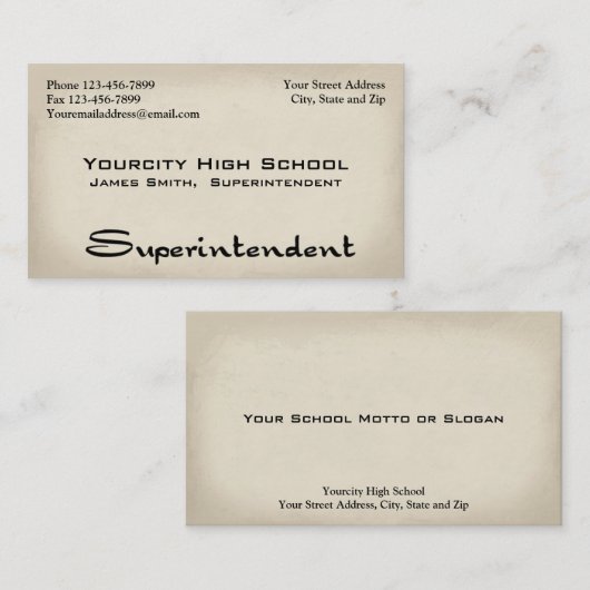 Carte de visite surintendant (Devant / Derrière)