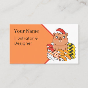Carte De Visite Sushi King Capybara - Illustrations de nourriture 