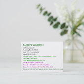 Carte De Visite SUZEN WUERTH, Dr. de 4973 Shoreline, ville de (Debout devant)
