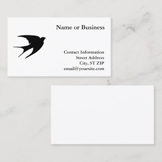 Carte De Visite Swallow (Devant / Derrière)