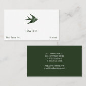 Carte De Visite Swallow (style Letterpress) (Devant / Derrière)